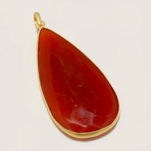 Pendants 66 Cts Red Chalcedony Beautiful Pendent 18k Gold Plated #Gp831