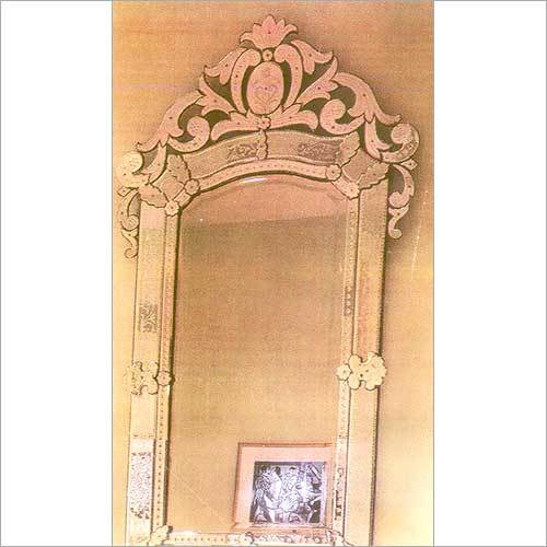 Square Oval Red & Gold Mirror