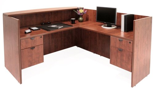 Reception Table - Wood, 72x72x30 Inches, Brown | Spacious Workspace, Durable Materials, 2 Drawers, Easy Assembly, Ample Storage