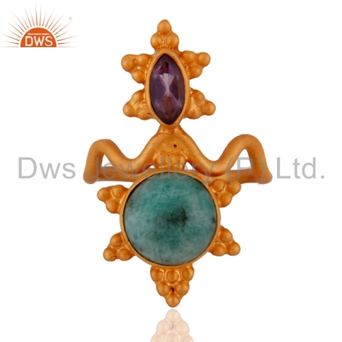 Emerald Gold Plated Designer Ring Jewelry