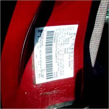 Automotive Identifications - Paper/Vinyl, Variable Dimensions, Pressure Sensitive Adhesive | Weatherproof, Thermal Print, VIN Confirmation, Fraud Prevention, Data Traceability