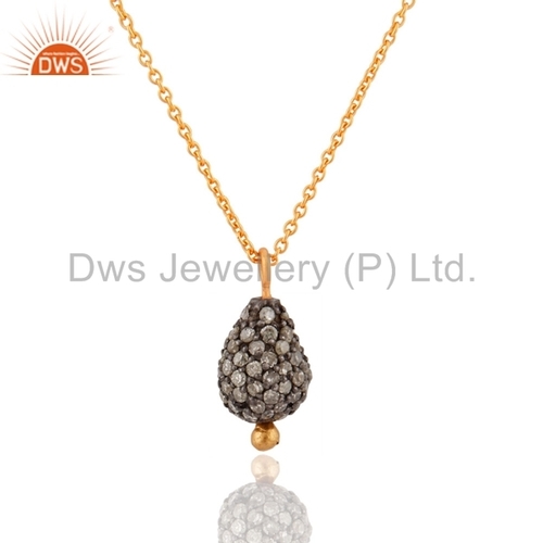 Round Brilliant Cut Pave Diamond Beads Pendant Jewelry