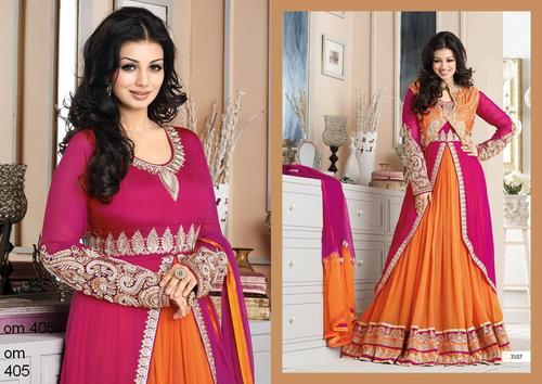 Ayesha Takia In Orange Jacket Style Designer Long Anarkali Suits