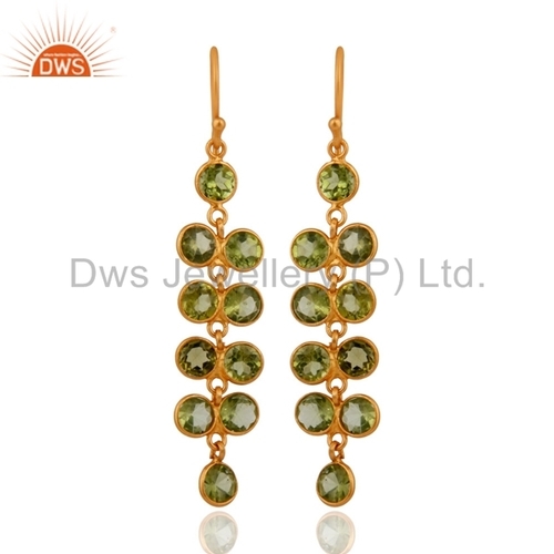 925 Silver Peridot Gold Plated Earrings Jewelry Gender: Women