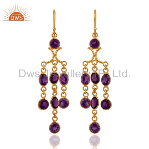 Gold Plated Sterling Silver Amethyst Earrings