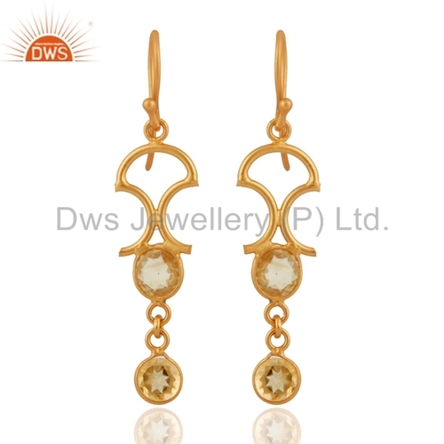Gold Plated Sterling Silver Citrine Earrings
