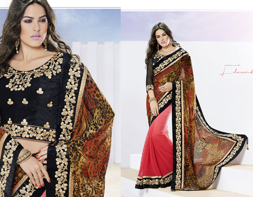 Leopard Printed Stunning designer partywer saree