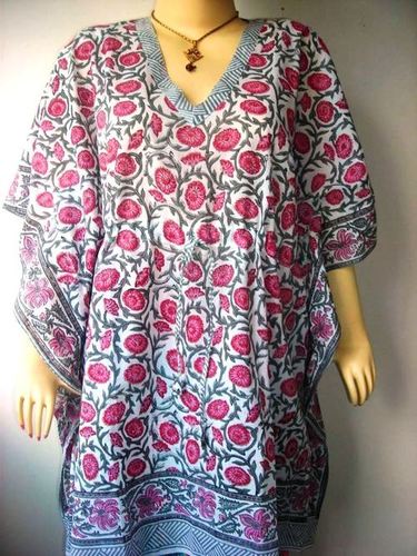 PINK BUTTY PRINT COTTON KAFTAN