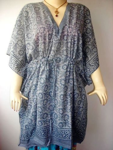 GREY MUGHAL PATTERN COTTON KAFTAN