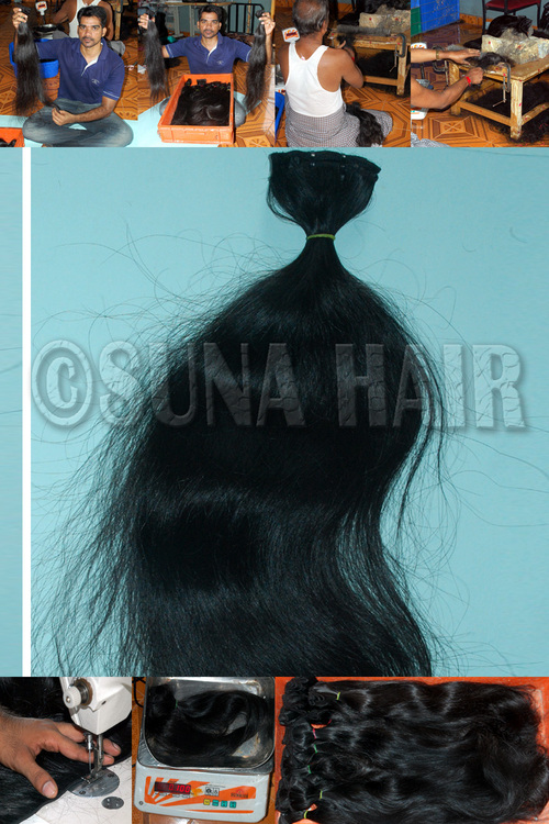 100% natural machine weft light brown body wavy hair ex