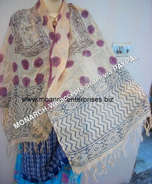 Monarch FLOWERY HAND BLOCK PRINTED STOLE