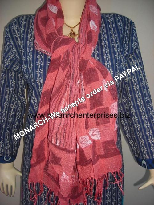 MONARCH PINK HAND BLOCK PRINTED COTTON STOLE