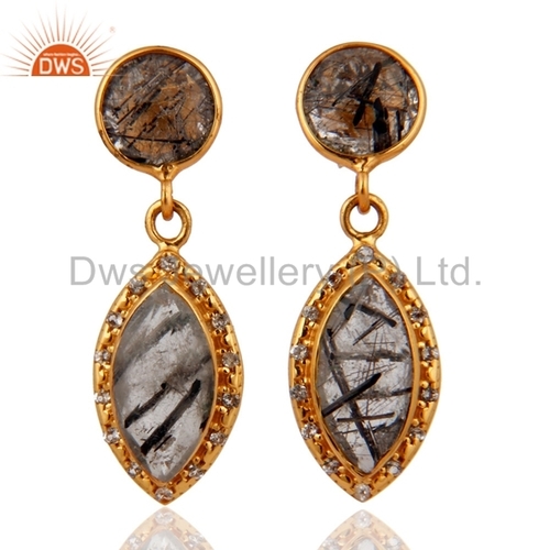 Tourmalinated Quartz Sterling Silver Earrings
