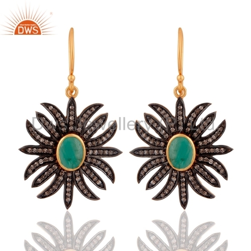 Designer Pave Diamond Gemstone Womens Earring