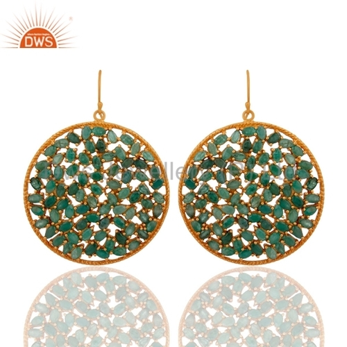 Gold Plated Sterling Silver Emerald Earrings