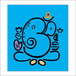 Ganpati Painting - Watercolor On Cotton Canvas, Variable Sizes, Blue Background | Hand-Painted, Classical Style, Spiritual Wall Hanging, Fine Details