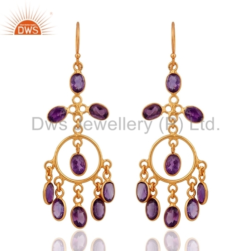 Sterling Silver Gold Plated Amethyst Earrings