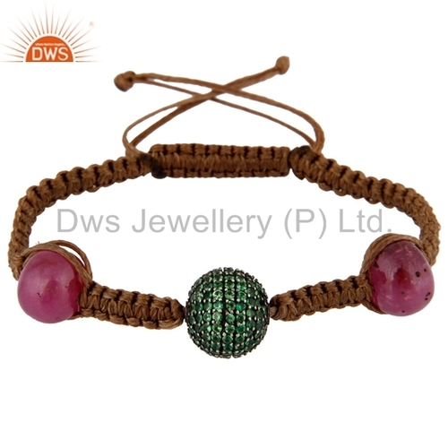 Natural Ruby Shamballa Silver Bracelet