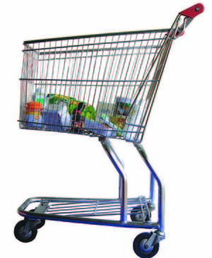 STAINLESS STEEL SHOPPING TROLLEY