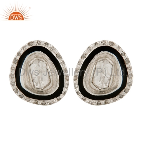 925 Silver Rose Cut Pave Diamond Gold Earrings Gender: Women'S