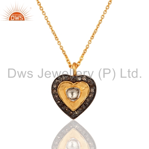 Gold Plated Heart Shape Diamond Pendant Jewelry