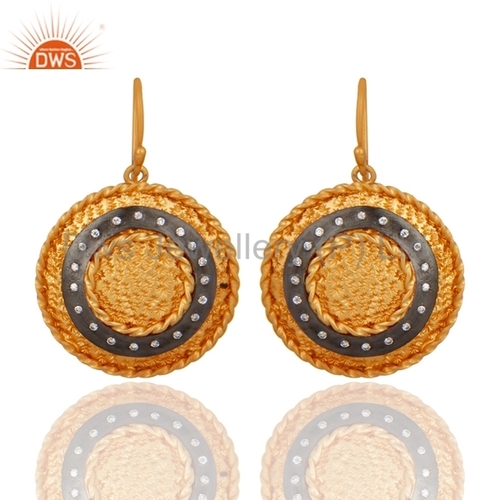 Yellow Gold Plated Sterling Silver Twisted Wire Earrings