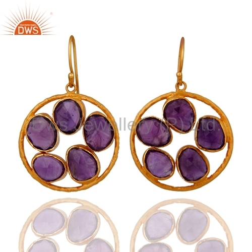 Amethyst Gold Plated Sterling Silver Earrings