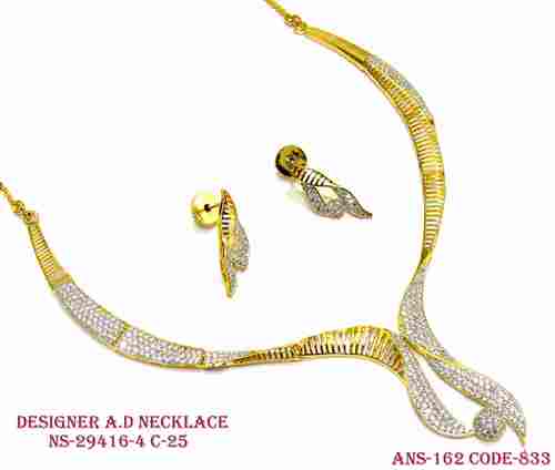 Artificial Diamond Necklace Drop Earrings