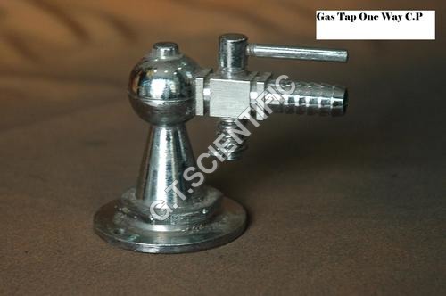 Gas Tap One Way - Brass Construction with Chrome Plated Finish | Industrial Use, Silver Color, 1 Year Warranty