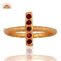 925 Silver Gold Plated Garnet Ring Jewelry Gender: Women