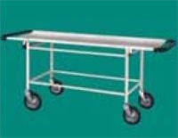 Stretcher On Trolley - Tubular Steel 210x56x82 cm, Tiltable Top with Ratchet, Swivel Castors, Cylinder Cage, Utility Tray, IV Rod, Epoxy Finish