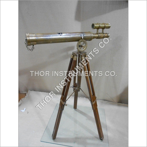 Antique Terrestrial Brass Telescope Wooden Tripod