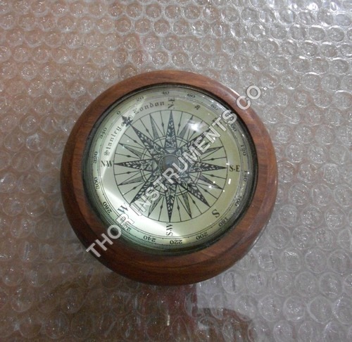 Maritime Nautical Polished Solid Wooden Compass