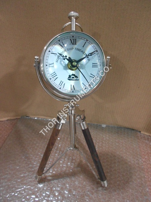 Clock with Natural wood Tripod