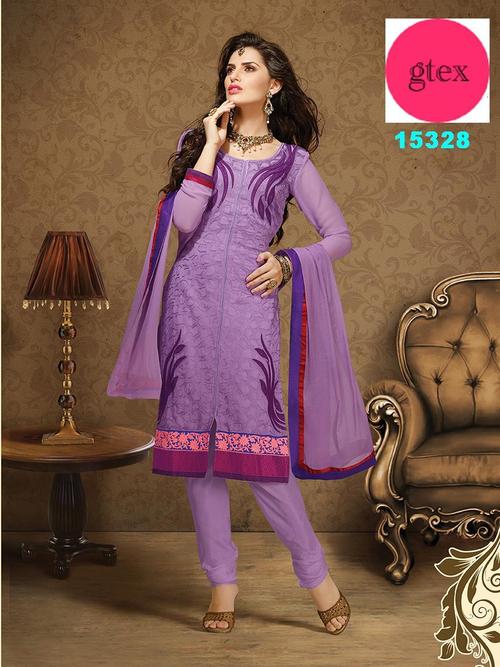Pure Georgette First Look - Lavender Georgette Salwar Suit, Shantoon Bottom, Chiffon Dupatta | Lightweight, Beaded Embellishments, Fine Finish, Perfect Stitch