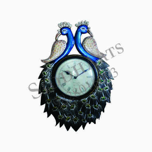 Hand Painted Multicolored Decorative Peacock Wall Clocks
