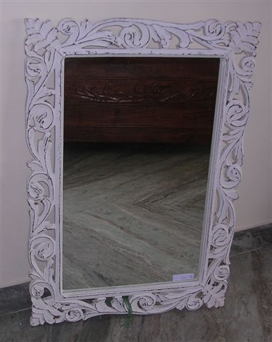Carved Mirror white distressed