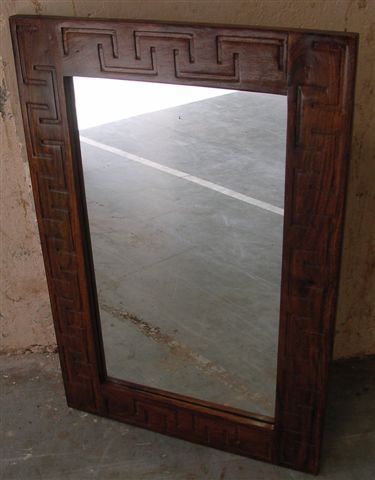Groove Mirror - Sheesham Wood, Variable Dimensions, Brown | Stylish Groove Frame, Intricate Detail, Wall Mounted