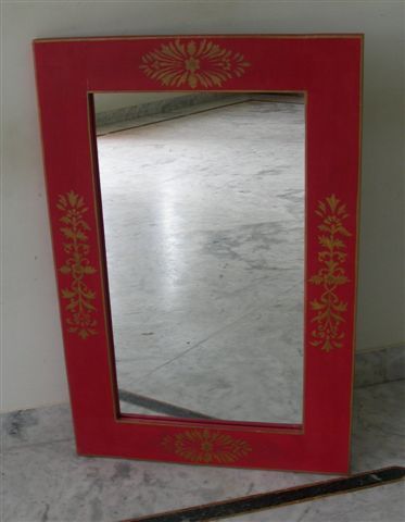Painted red gold mirror