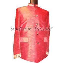 Jodhpuri Blazers - Silk, Custom Size, Red, Stand Collar | Durable, Neat Stitching, Comfortable, Stylish, Fused Interlining, Shoulder Pads