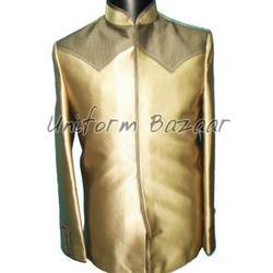 Jodhpuri Blazers - Silk, Custom Size, Gold, Stand Collar, Fused Interlining | Durable, Neat Stitching, Comfortable Fit