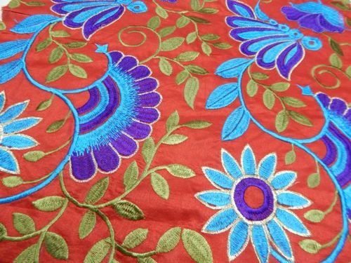 Black Resham Embroidered Fabric