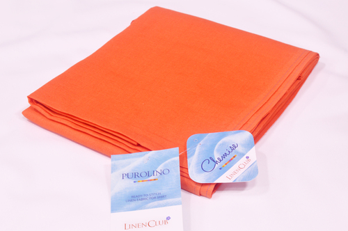 100% Linen Pumpkin Orange Shirting Fabric