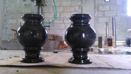 Absolute black Granite gravestone vase
