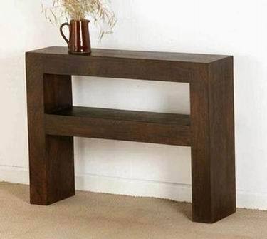 Cube Console 1shelf - Solid Wood, 36x12x30 inches, Dark Brown | Stylish Design, Ample Storage, Minimal Assembly