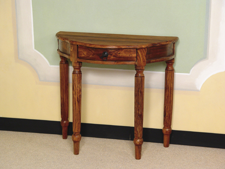 Half Round Console 1 Drw - Sheesham Wood, 30x15x30 inches, Brown | Elegant Design, Storage Drawer, Compact Size