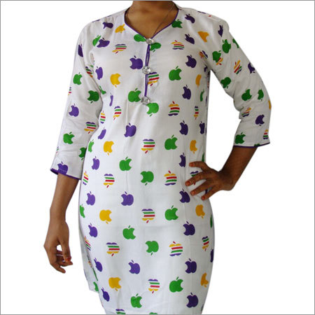 Rayon Kurti Full Body Apple and Other Prints