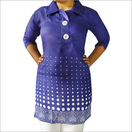 Designer Rayon Kurti Collar Neck Balls Print