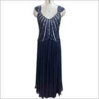 Ladies Hand Beaded Gown - Fabric, Maxi Length, Black, Zipper Closure | Elegant Design, Comfortable Fit, Alluring Look