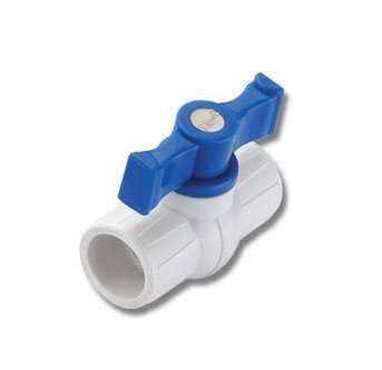uPVC Solid Ball Valves - ASTM SCH 80 White and Blue Color Round Shape for High Pressure and Temperature Control